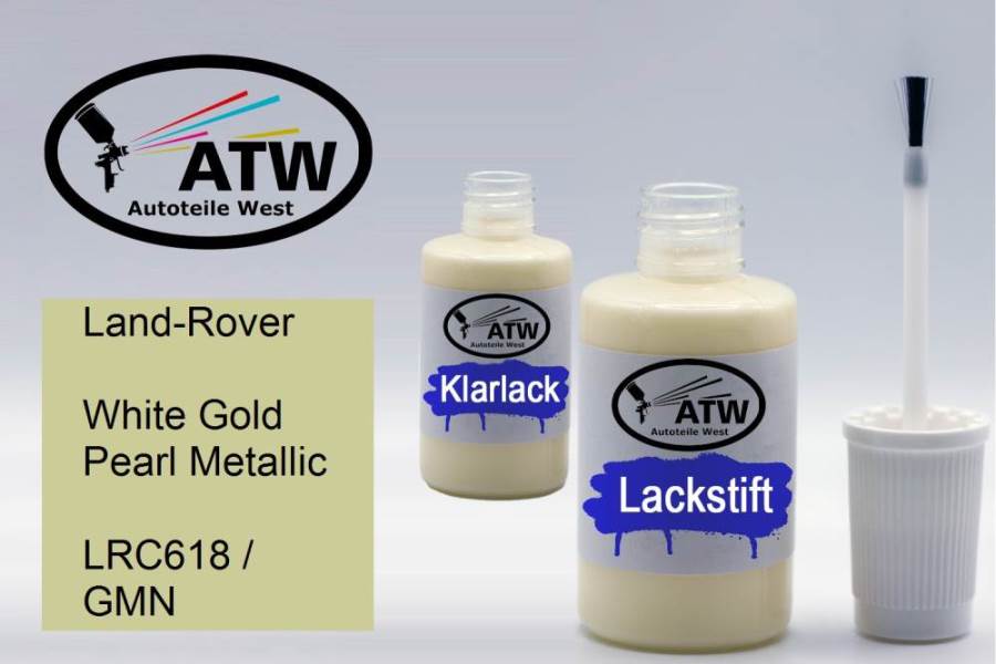 Land-Rover, White Gold Pearl Metallic, LRC618 / GMN: 20ml Lackstift + 20ml Klarlack - Set, von ATW Autoteile West.